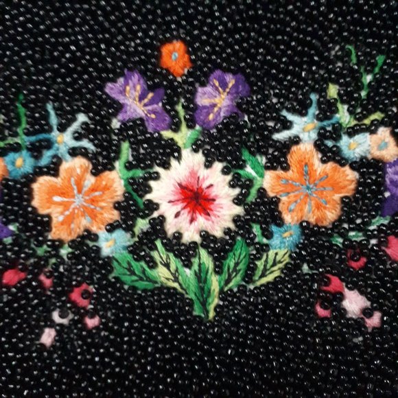 Du Val Vintage Black Beaded and Embroidered Handbag - Picture 3 of 9